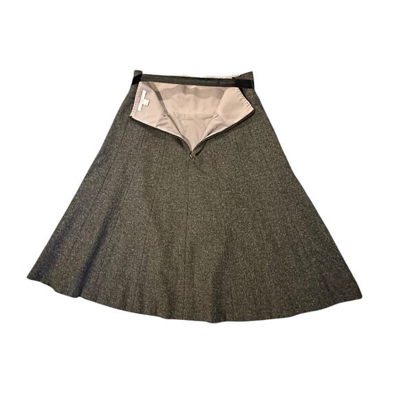 Rebecca Taylor WoolBlend ALine Skirt Gray Size 10 Satin Waistband Jeweled Accent - Picture 3 of 10